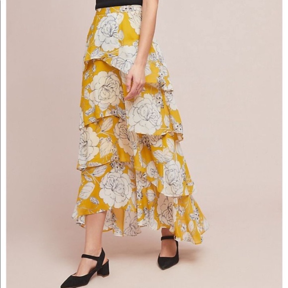 Anthropologie Floral Maxi Skirt